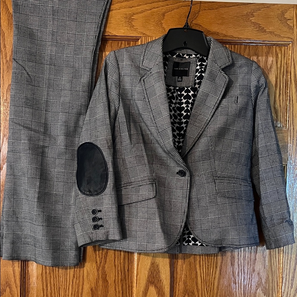 The Limited Black and Gray Glen Plaid Blazer & Pants Suit
